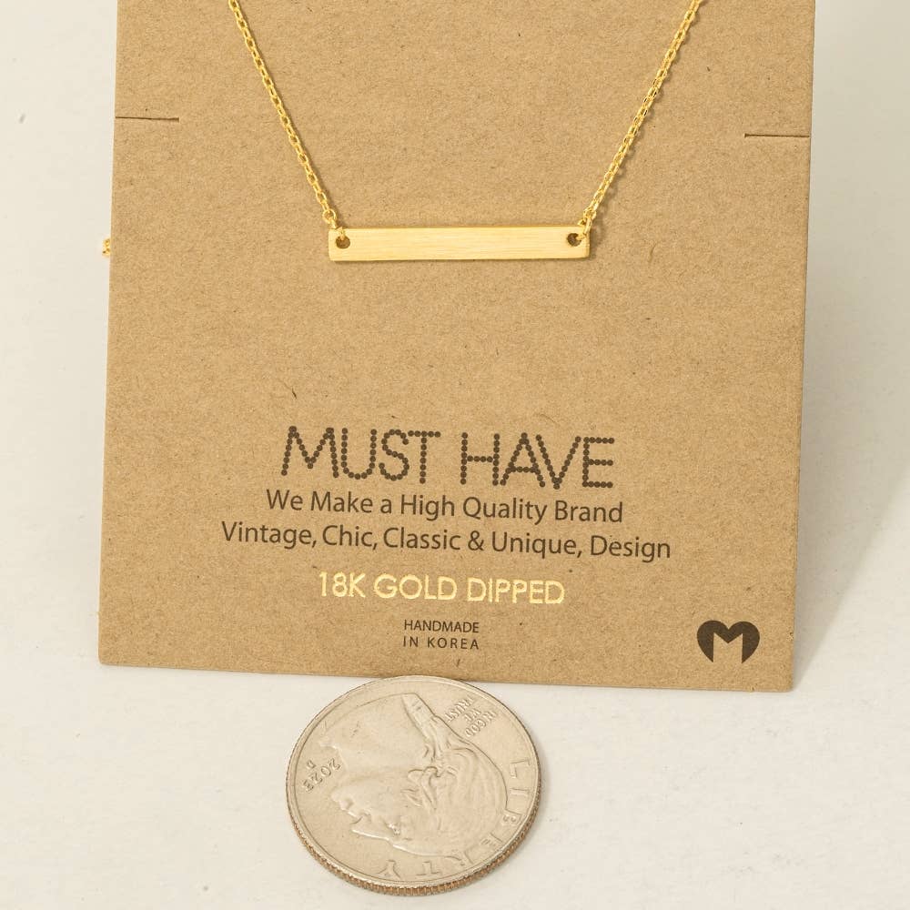 Gold Dipped Dainty Bar Pendant Necklace