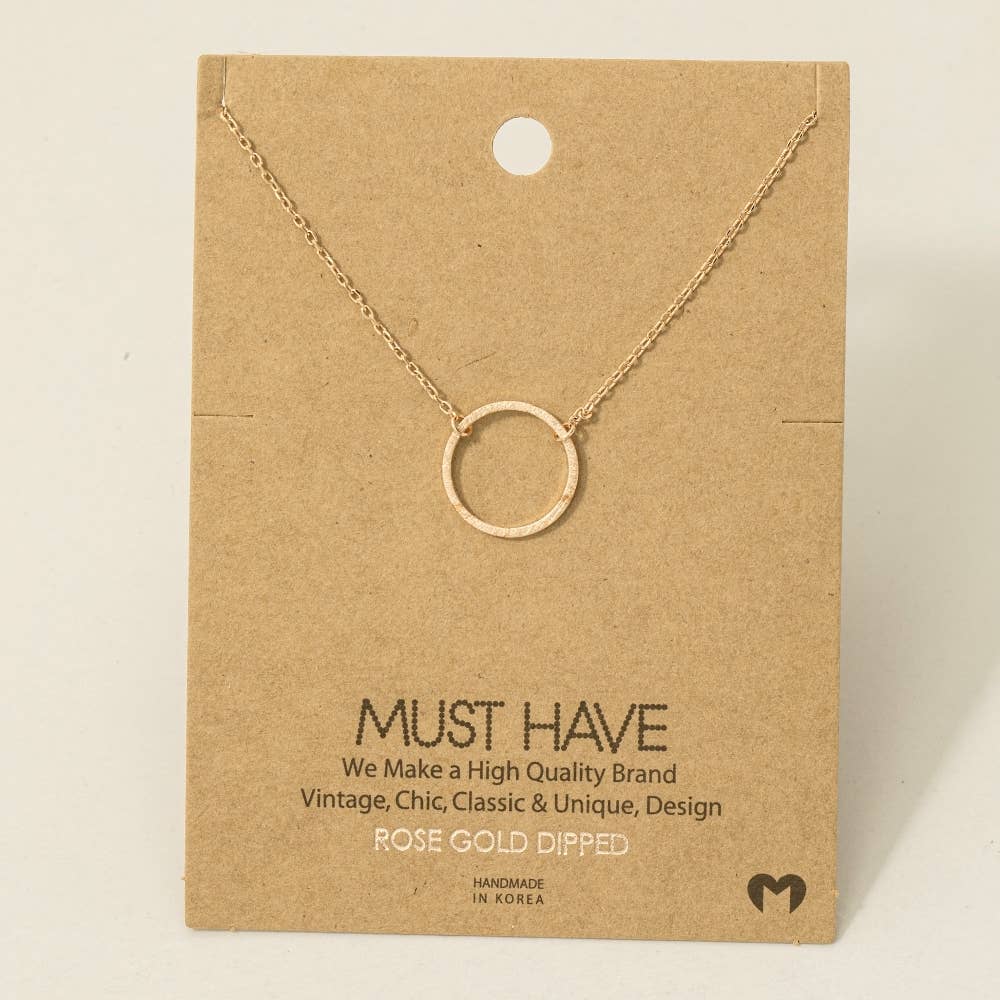 Gold Dipped Circle Cutout Pendant Necklace