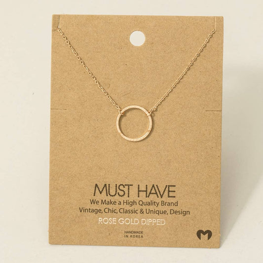 Gold Dipped Circle Cutout Pendant Necklace