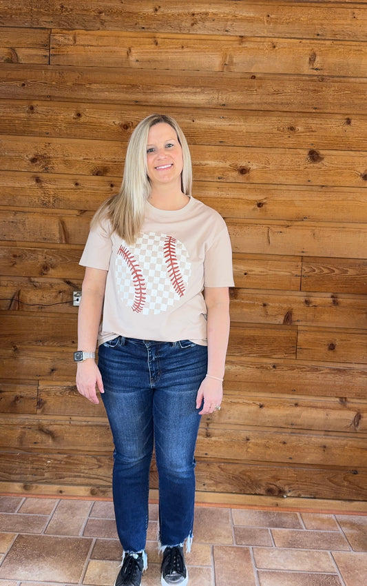 Checkered Baseball Graphic Tee
