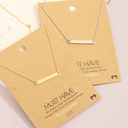 Gold Dipped Dainty Bar Pendant Necklace