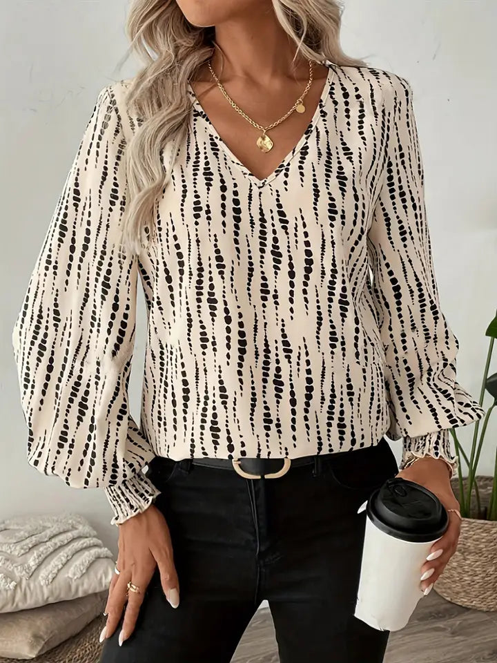 V-neck Print Top