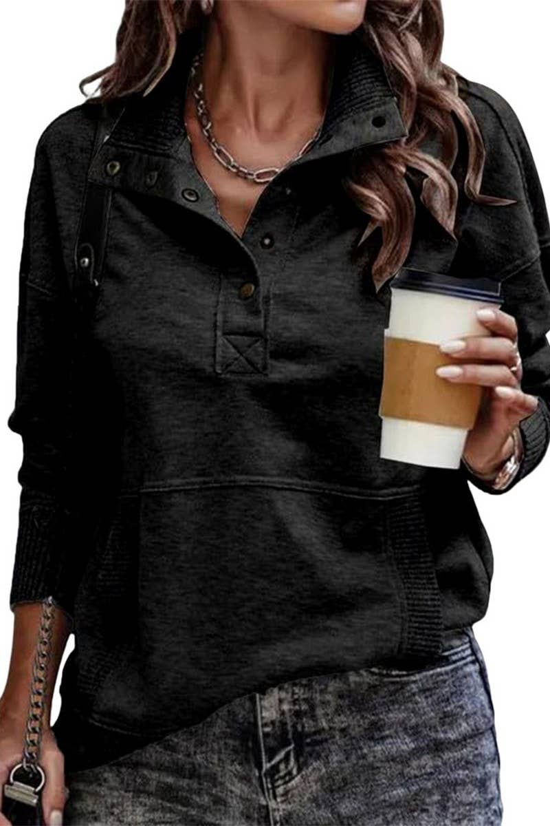 Button Sweatshirt - Black