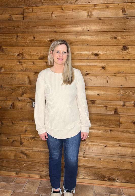 Texture Long Sleeve Knit Top