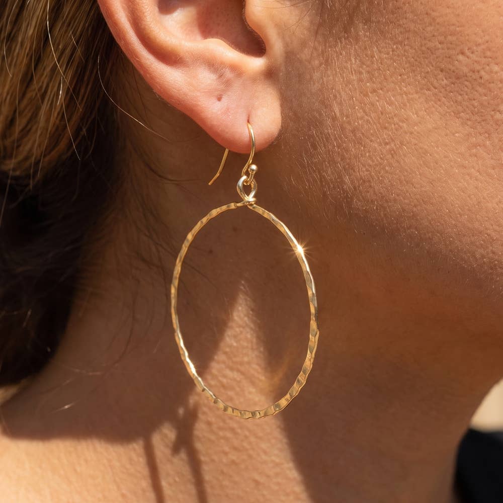 18K Gold Dipped Circle Dangle Hoop Earrings