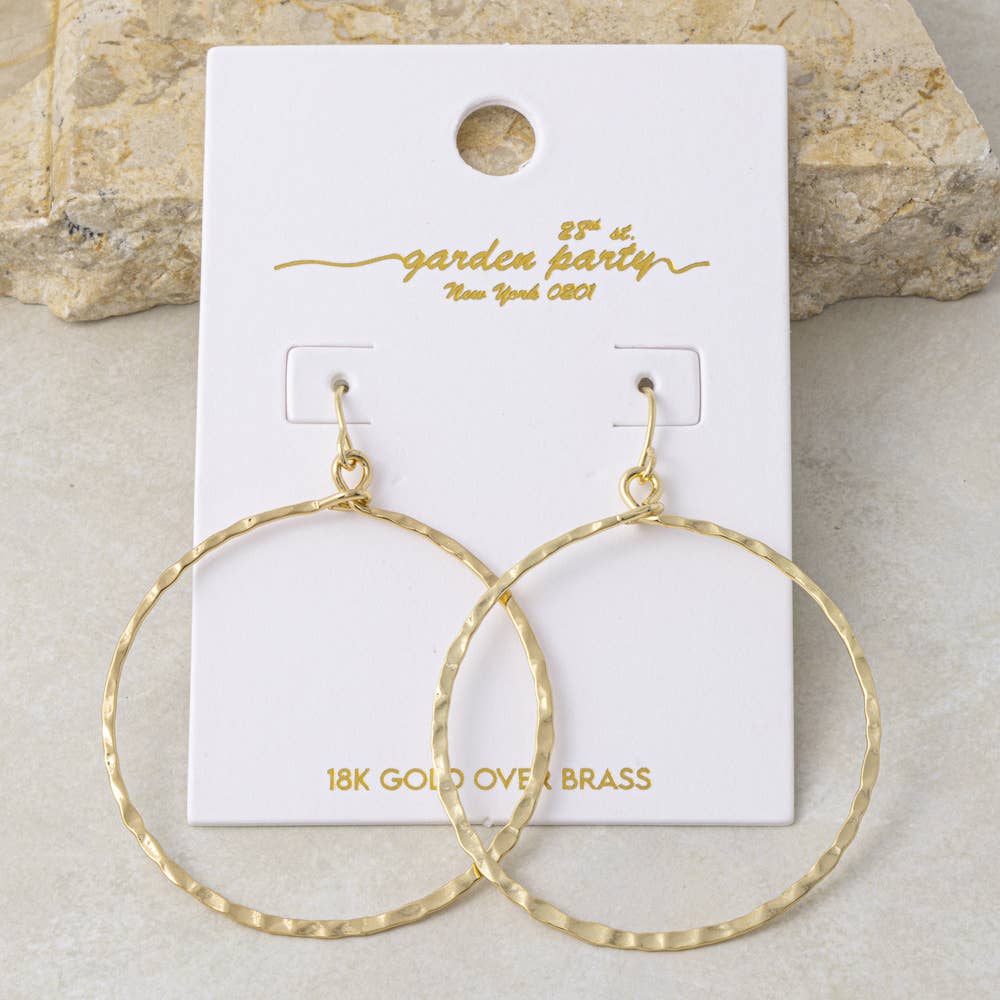 18K Gold Dipped Circle Dangle Hoop Earrings