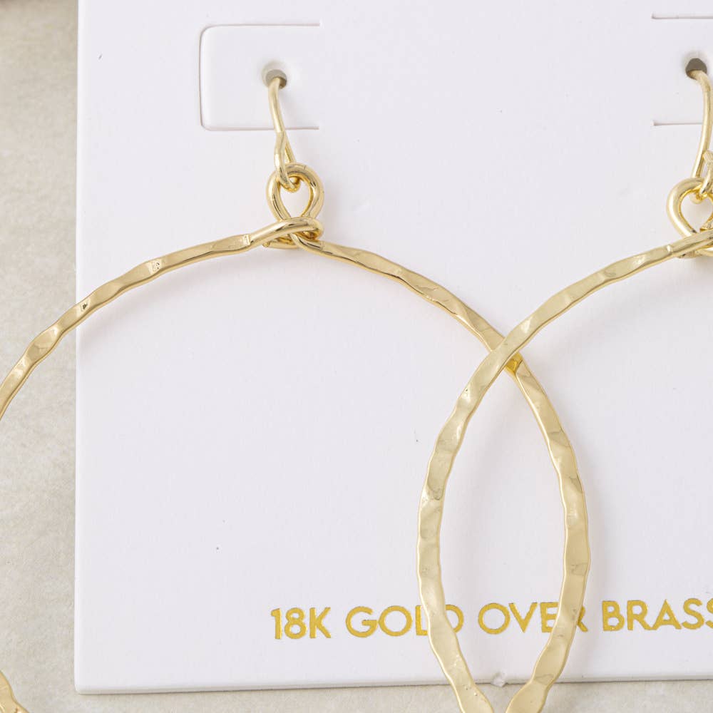 18K Gold Dipped Circle Dangle Hoop Earrings